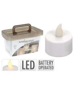 LED candle set with battery, white color, 3.5x4.5 cm, CR2032 battery, pk 24