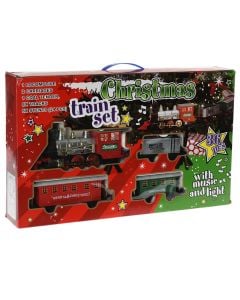 Decorative train for New Year tree, rails 264 cm, with lighting and music