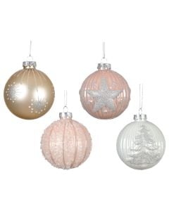 Decorative sphere, glass, rose gold color, champagne, D8 cm