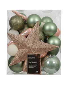 Decorative sphere (pk33), glass, pistachio, mint, champagne, D8 cm