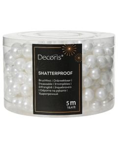Christmas decorative string, white spheres, D.1.4cm x L.500cm