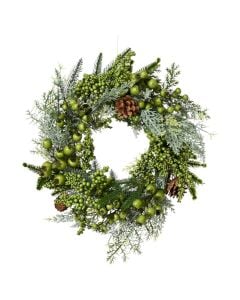 Decorative wreath, green with berries, D.40cm x H.12cm