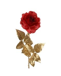 Lule dekorative Christmas, trendafil, ngjyre gold me te kuqe, L.10cm x W.10cm x H.72cm