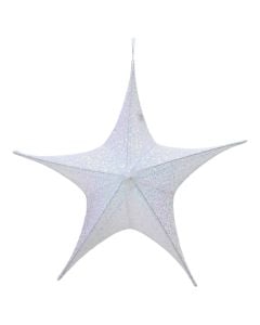 Decorative star, polyester, white color, L.11cm x W.1.6cm x H.28cm