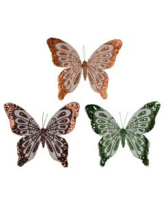 Decorative butterfly, green, orange color, L.20cm x W.17cm x H.1.5cm