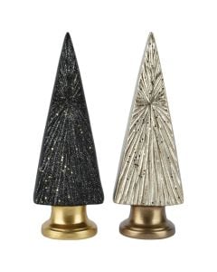 Decorative object, New Year tree, ceramic, black, white color, L.10cm x W.12.3cm x H.36.5cm