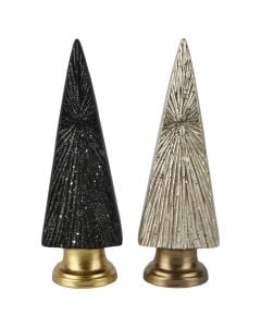 Decorative object, New Year tree, ceramic, black, white color, L.8cm x W.10cm x H.28cm