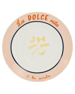 Pjatë servirje Della Pasta, porcelan, e bardhë/portokalli, Dia. 22.5 x H 4.5 cm