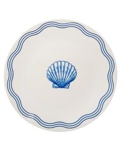 Pjatë ëmbëlsire Oceania, porcelan, e bardhë/blu me dizenjo guackë, Dia. 19 x H 2.1 cm