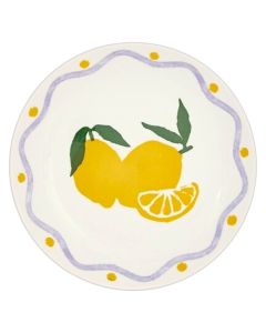 Pjatë ëmbëlsire Fruity, porcelan, e bardhë me dizenjo limon, Dia. 19 x H 2.3 cm