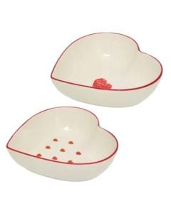 Valentine bowl, stoneware, white/red, 15x14x4.5 cm