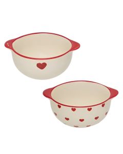 Valentine bowl, stoneware, white/red, 43 cl / 15.7x12.2x6.1 cm