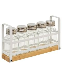 Balm spice jar holder, glass/steel, transparent, 21.8x12.6x5.2 cm