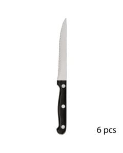 Luxury steak knife (Pck6), stainless steel, silver color/black, 21.3 cm