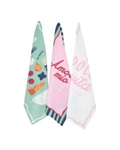 Della Pasta kitchen towel (Pck 3), rayon, multicolored, 45x70 cm