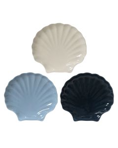 Shell-shaped serving plate, porcelain, assorted colors, 22x20x2.5 cm