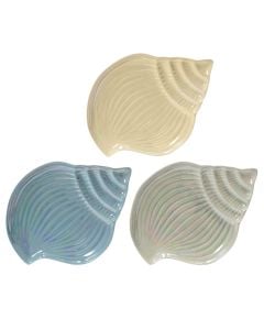 Shell-shaped dessert plate, porcelain, assorted colors, 17.5x13.2x2 cm