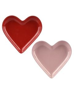 Heart-shaped plate, stoneware, assorted colors, 21.5x18x3.4 cm