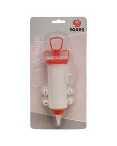 Filling syringe for cakes, plastic, white/red, 20 cm