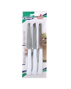 Thikë tavoline Allegra (PK6), inoks/plastike, ngjyrë argjendi/e bardhë, 22 cm