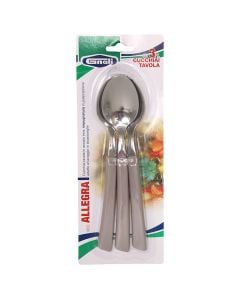 Lugë tavoline Allegra (PK3), inoks/plastike, ngjyrë argjendi/bezhë-gri, 20.5 cm