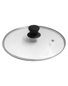 Pot lid Prima Home, glass/plastic, transparent/black, Dia. 28 cm
