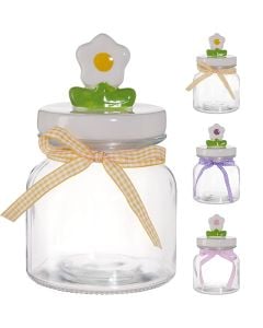 Kavanoz konservimi me kapak Flower, qelq, transparente, 650 ml / Dia. 11 x H 18 cm