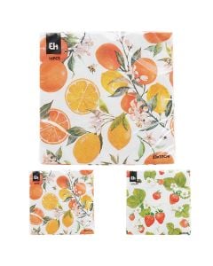 Fruits table napkins (Pck16), paper, multicolored, 33x33 cm