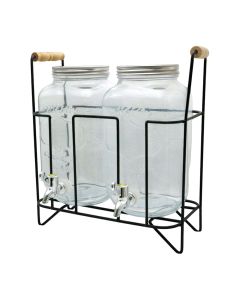 Dispenser jar with faucet and metal stand (Pck2), glass, transparent, 4L / Dia. 10 x H 25.5 cm