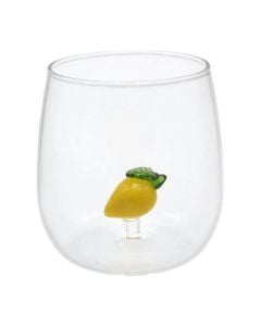Gotë uji/lëngjesh me detaj limon, qelq, transparente/e verdhë, 350 ml / Dia. 7.5 x H 9.3 cm