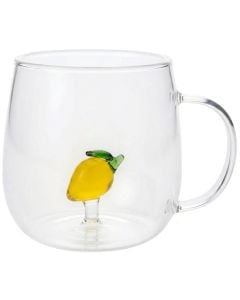 Filxhan me detaj limon, qelq, transparente/e verdhë, 350 ml / Dia. 7.5 x H 9.3 cm