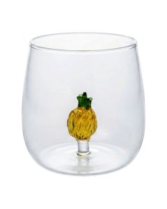 Gotë uji/lëngjesh me detaj ananas, qelq, transparente/portokalli, 350 ml / Dia. 7.5 x H 9.3 cm