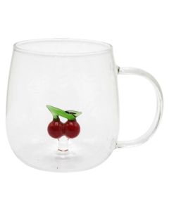 Filxhan me detaj qershi, qelq, transparente/e kuqe, 350 ml / Dia. 7.5 x H 9.3 cm