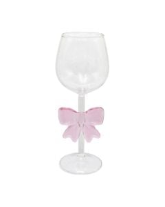 Wine glass with bow detail, glass, transparent/pink, 350 ml / Dia. 6 x H 20.2 cm