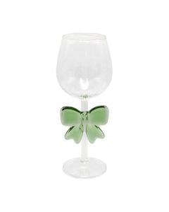 Wine glass with bow detail, glass, transparent/green, 350 ml / Dia. 6 x H 20.2 cm