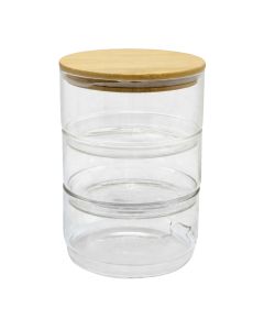 Mbajtëse erëzash me 3 kate, qelq/bambu, transparente/natyrale, 400 ml / Dia 11 x H 6 cm (3 copë)