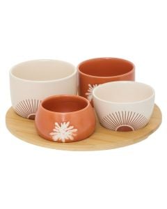 Set me tasa për aperitiv Sunshine, qeramike/bambu, shumëngjyrësh, Dia. 26 x H 8.5 cm