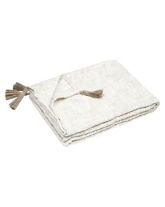 Blokken plaid, 55% cotton and 45% polyester, light beige, 125x150 cm