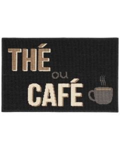 Breakfast kitchen rug, polyester, black, 50x80 cm