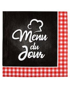 Peceta tavoline Menu (PK 20), letër, e zezë/e kuqe, 33x33 cm