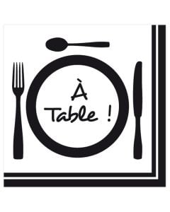 Peceta tavoline A Table (PK 20), letër, e zezë/e bardhë, 33x33 cm