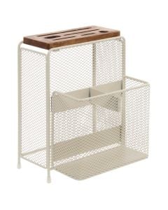 Organizues lugë/pirunj dhe bajtëse thikash Telma, çelik, bezhë, 17.7x15.7x22.9 cm