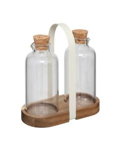 Set mbajtëse vaji/uthull Harmony, qelq borosilikat, kafe, 17x8x19 cm