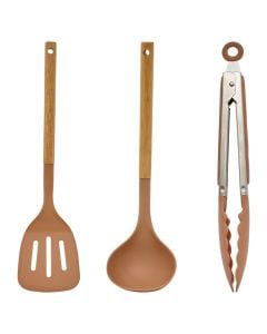 Tuscany cookings spoon, spatula & tongs Set, polybutylene, pink, 35.6x9x6.2 cm