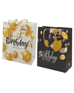 Çantë dhuratash, karton, 26x32x12.5 cm, bardhë-zezë, 1 copë