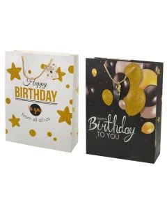 Çantë dhuratash, karton, 32x42x11.5 cm, bardhë-zezë, 1 copë