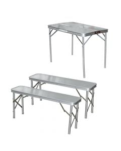 Set tavoline kampingu, aliazh alumini, arggjend, 90x65x73 cm
