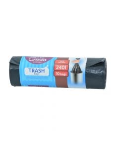 Garbage bag, "Gosia", plastic, 240 lt, 90x120 cm, black, with catch,  division, 1 piece