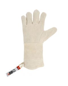 Barbecue gloves, leather, white, 35x22x1 cm, 1 pair