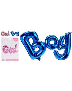 Baby shower decoration balloons, "Party", Boy/Girl, aluminum, blue/pink, 44x99 cm, 1 piece